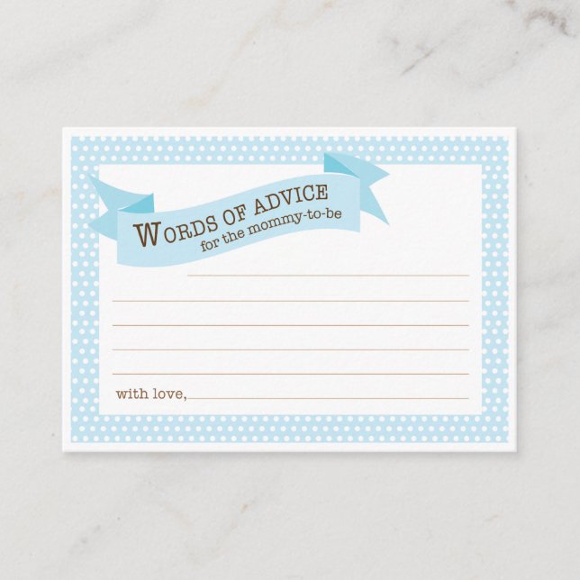 Carte de conseil maman Baby shower bleu (Devant)