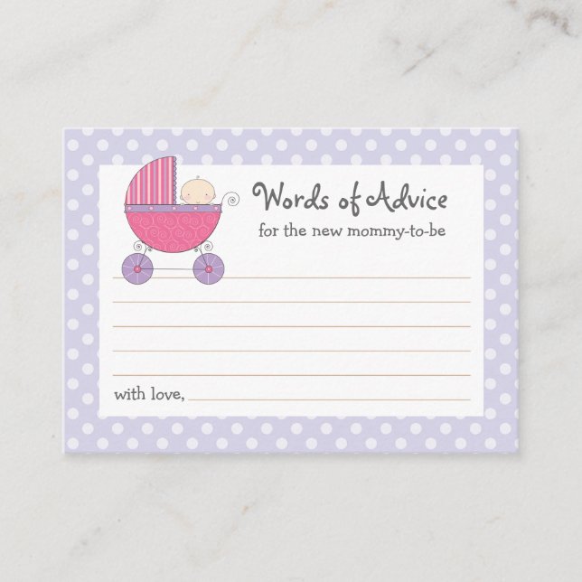 Carte de conseil maman transport Baby shower | Ros (Devant)