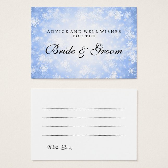 Carte de conseil mariage Blue Winter Wonderland (Devant & derrière)