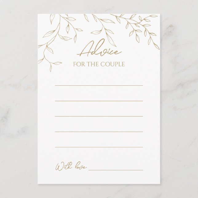 Carte de conseil Mariage classique Gold Greenery (Devant)