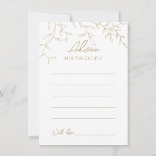 Carte de conseil Mariage classique Gold Greenery