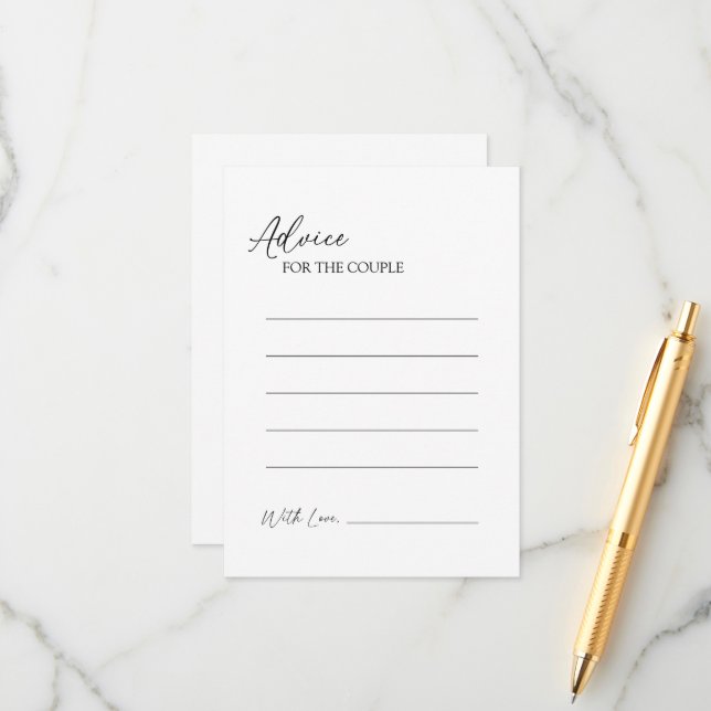 Carte de conseil Mariage classique moderne (Devant/Arrière en situation)