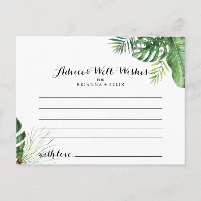 Carte de conseil Mariage Destination Tropical Gree (Devant)