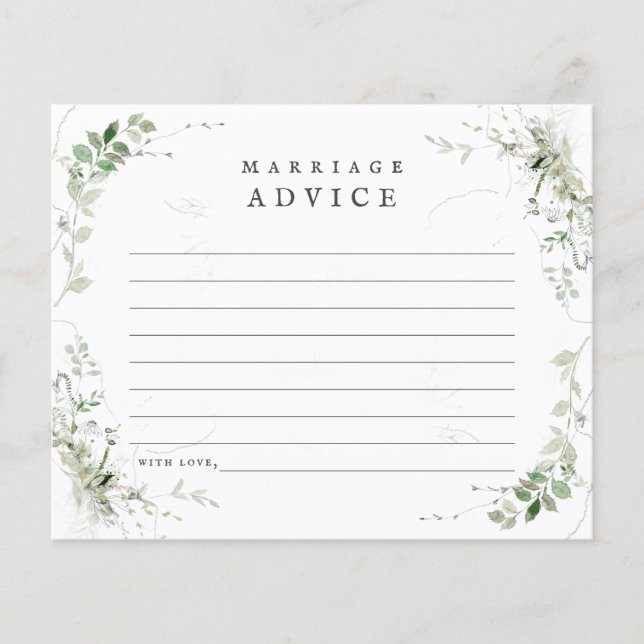 Carte de conseil Mariage Earthy Greenery (Devant)