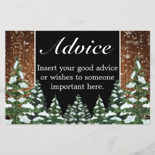 Carte de conseil Mariage en bois et forêt de neige