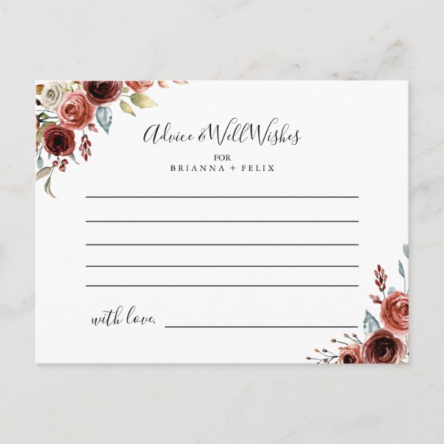 Carte de conseil Mariage Floral Élégante Spring (Devant)