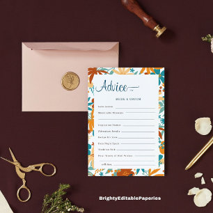 Carte de conseil Mariage Floral Multicolor Moderne