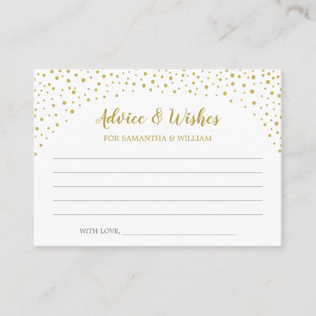 Carte de conseil Mariage Gold Confetti (Devant)