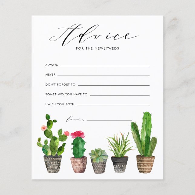 Carte de conseil Mariage pour les succulents et le (Devant)