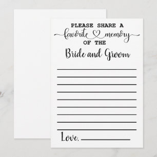 Carte de conseil Mémoire préférée de la mariée