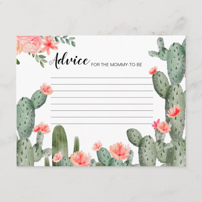 Carte de conseil moderne Peach Floral Cactus (Devant)