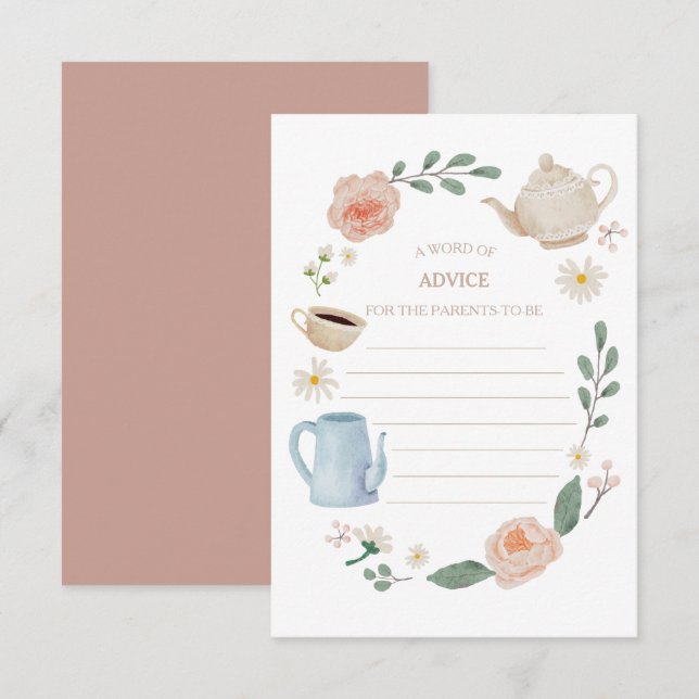 Carte de conseil pour Baby shower de thé après-mid (Devant / Derrière)