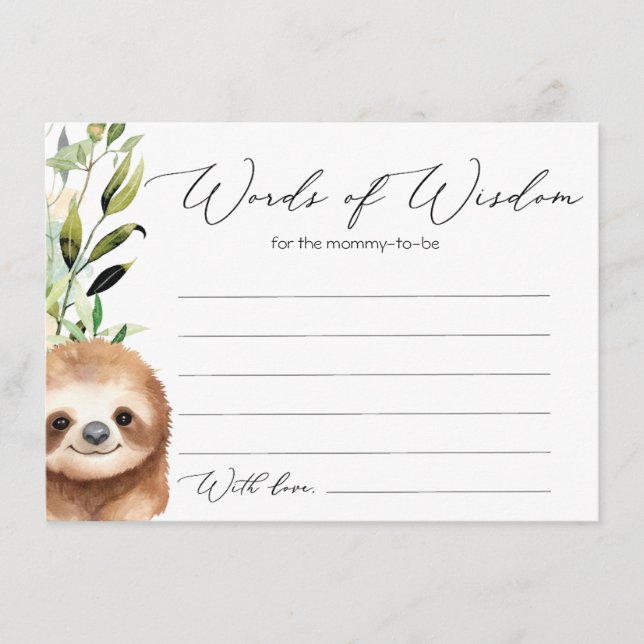 Carte de conseil pour bébés animaux de la jungle (Devant)