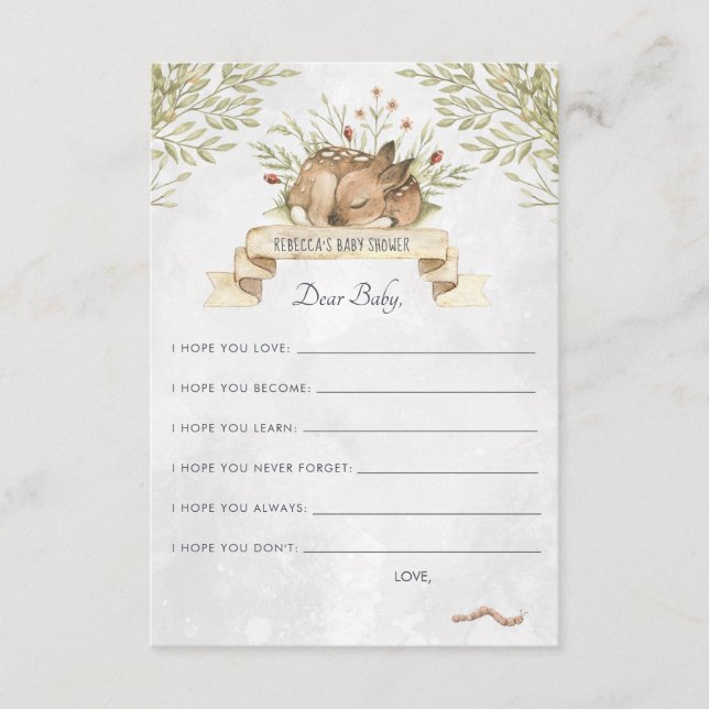 Carte de conseil pour bébés | Cerf de forêt (Devant)