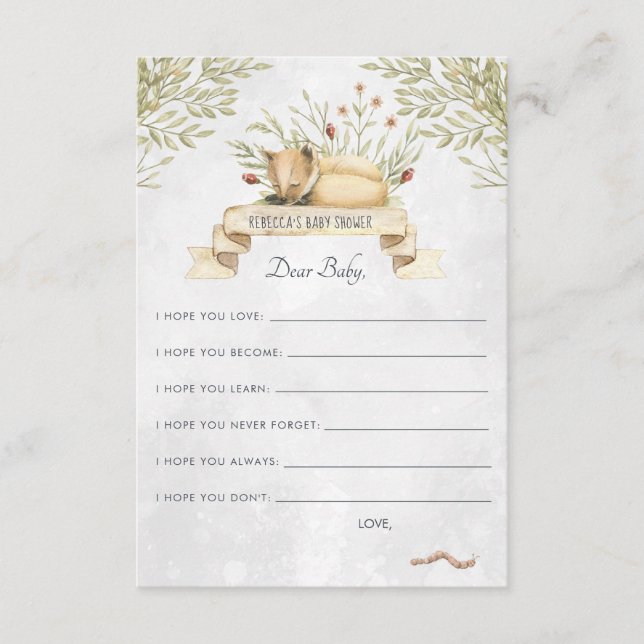 Carte de conseil pour bébés | Renard des bois (Devant)