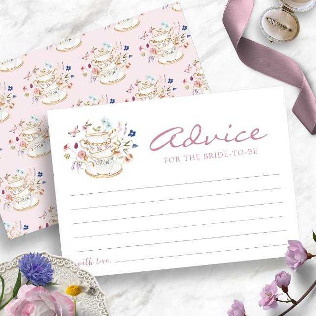 Carte de conseil pour la fête du thé rose (Pink Bridal Tea Party Advice Card by Painted Paperie
)