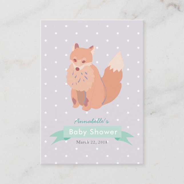 Carte de conseil pour le Baby shower Woodland Fox  (Devant)