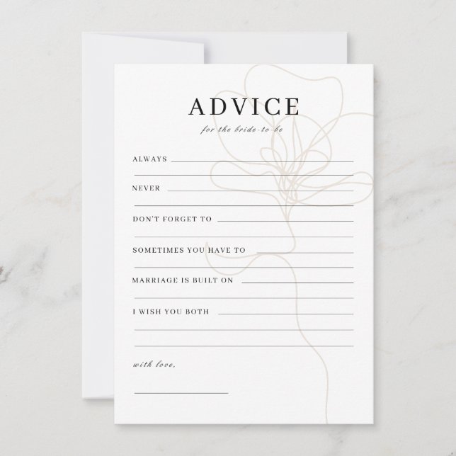 Carte de conseil pour mariée Rose illustrée (Devant)