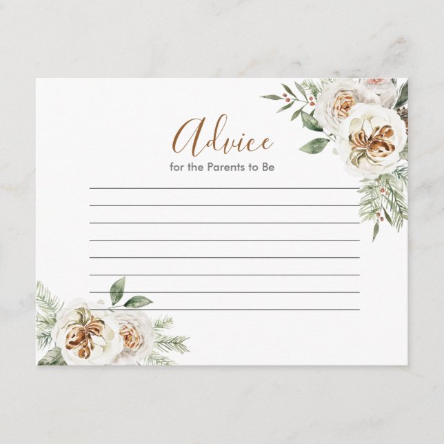 Carte de conseil sur le Baby shower floral blanc d (Devant)