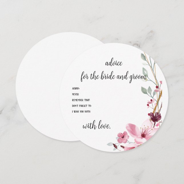 Carte de conseil Wedding shower Floral (Devant / Derrière)