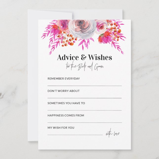 Carte de conseil Wedding shower rose vif (Devant)