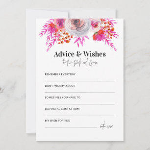 Carte de conseil Wedding shower rose vif