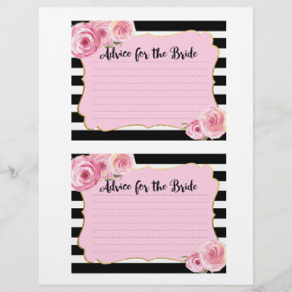 Carte de conseils de mariage Fleur Rose Vintage