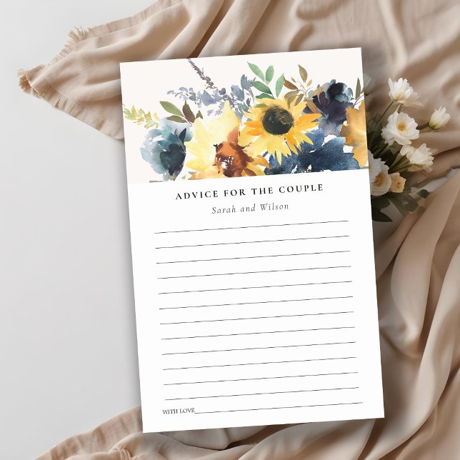 Carte de conseils de mariage floral de tournesols  (Créateur téléchargé)