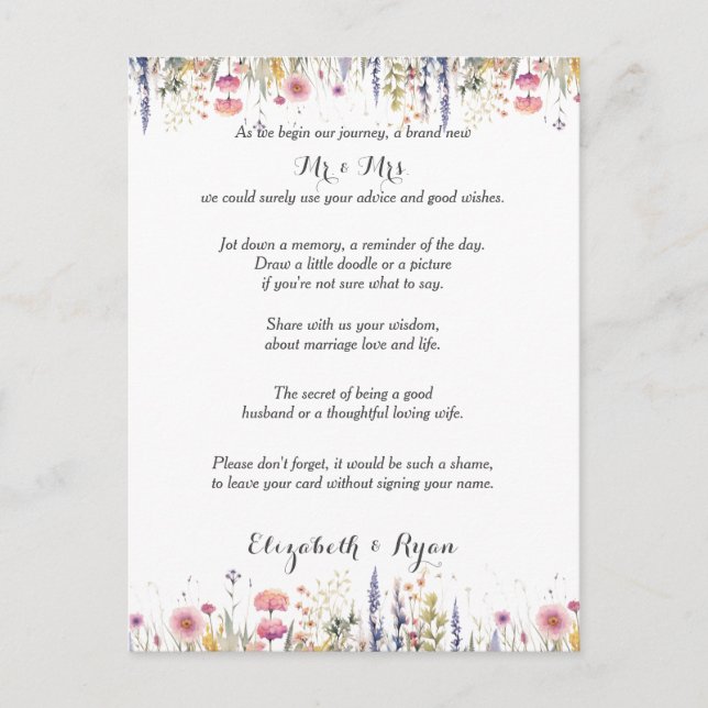 Carte de conseils de mariage Vœux d'amour et de vi (Devant)