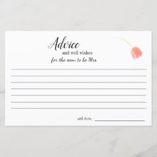 Carte de conseils de tulipes roses élégantes et do