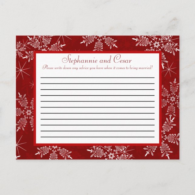 Carte de conseils écriture Noël flocons de neige r (Devant)