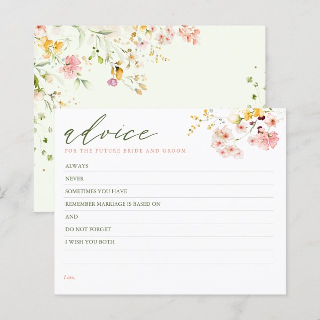 Carte de conseils élégants de fleurs sauvages (Devant / Derrière)