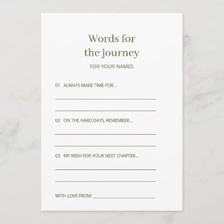 Carte de conseils et de vœux de mariage Olive Jour