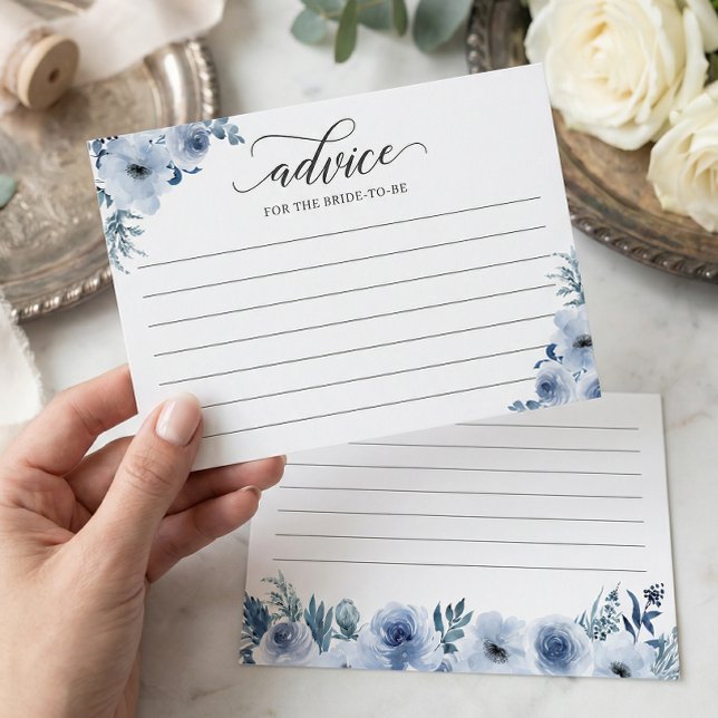 Carte de conseils et de vœux Fleurs Bleu Poussiére (Créateur téléchargé)