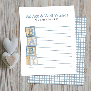 Carte de conseils et de vœux pour bébé en bleu pou