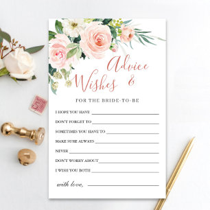 Carte de conseils et vœux de fleurs roses et de ve