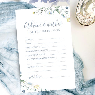 Carte de conseils et vœux de mariage Blue Wildflow