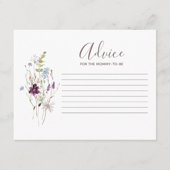 Carte de conseils pour baby shower Fleurs sauvages (Devant)