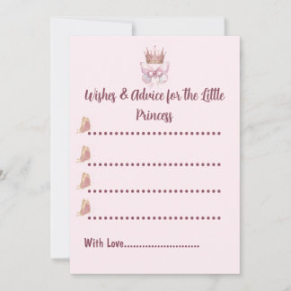Carte de conseils pour Baby Shower Rose Pâle Princ