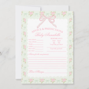 Carte de conseils pour bébé à motif floral élégant