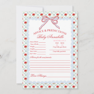 Carte de conseils pour bébé à motif floral fantais