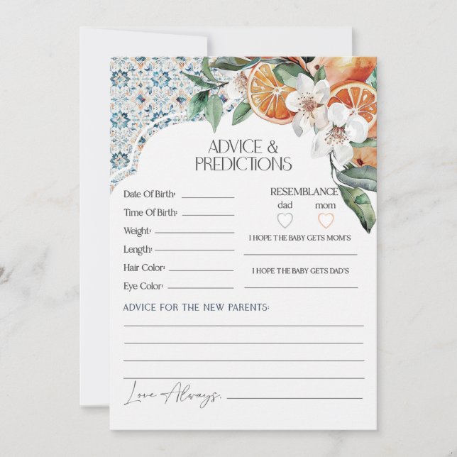 Carte de conseils pour bébé en italien de la côte  (Devant)