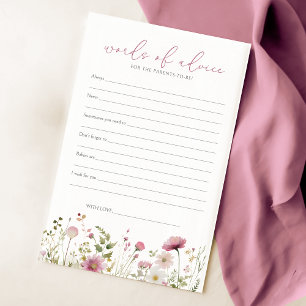 Carte de conseils pour bébé Fleur sauvage bébé ros