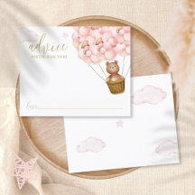 Carte de conseils pour maman ourson rose pour la b
