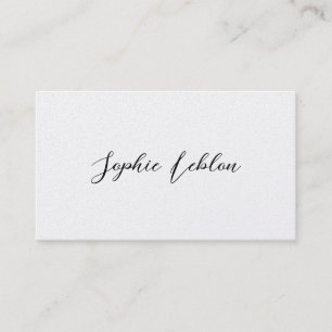 Carte de contact blanche avec nom de police Callig