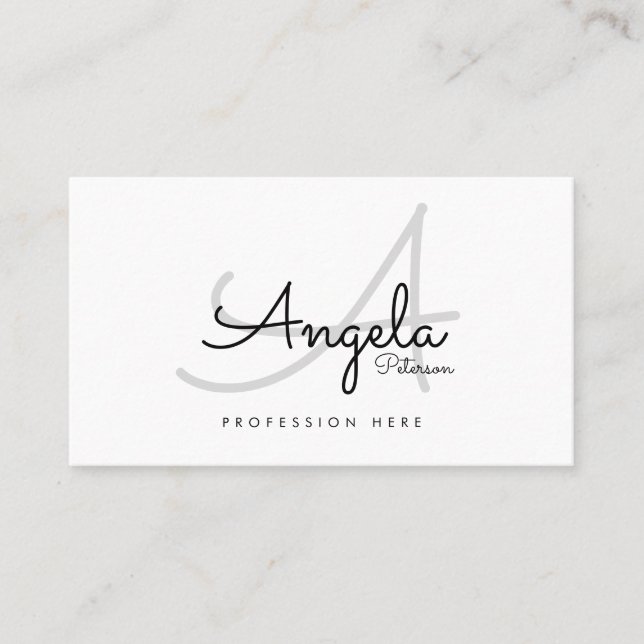 carte de contact pro plaine blanche / monogramme o (Devant)