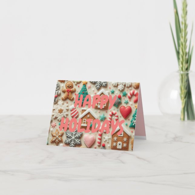 Carte de cookie de Noël rose mignonne pour les fil (Devant)