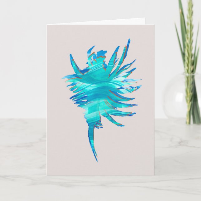 Carte de coquille en silhouette bleu-aqua-corail (Devant)