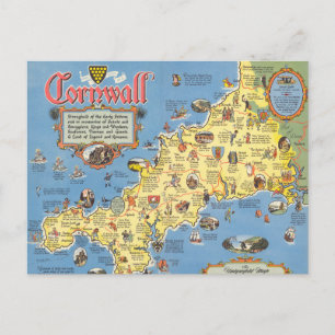Carte de Cornwall, Angleterre