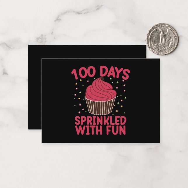 Carte De Correspondance 100 Jours Parsemés De Fun Cupcake Écolière  (Devant/Arrière en situation)